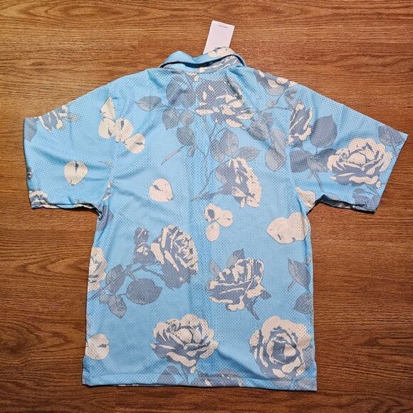 Nike Rose City Mesh Button-Up Shirt Dri-Fit Floral Men's Small S Blue FJ1650-499 - Picture 2 of 13